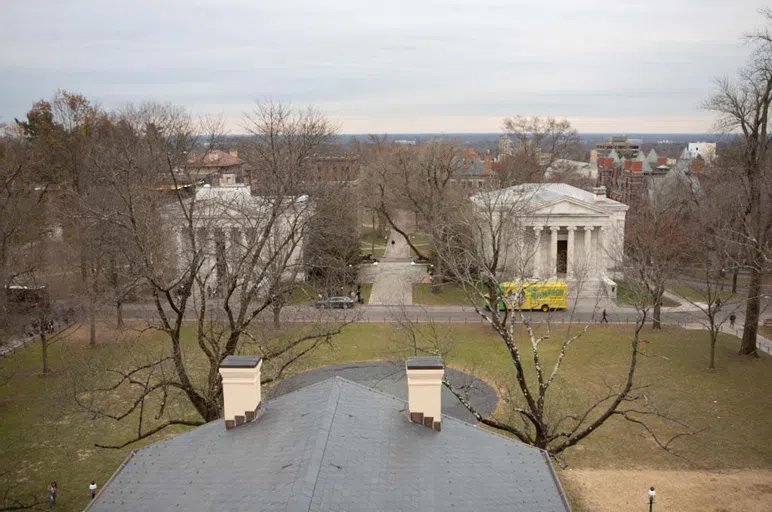 Aerial view of Whig and Clio Hall 