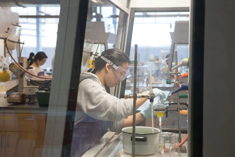 Student working in chemistry lab