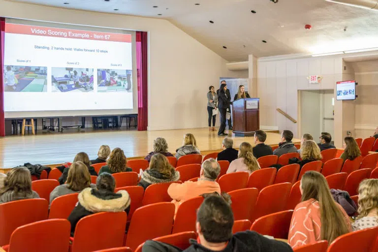 Student presentation in Stiteler Auditorium