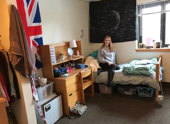 Student in Residence Hall Room