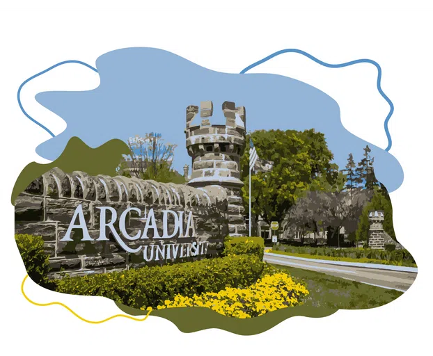 Main entrance to Arcadia's campus in Glenside