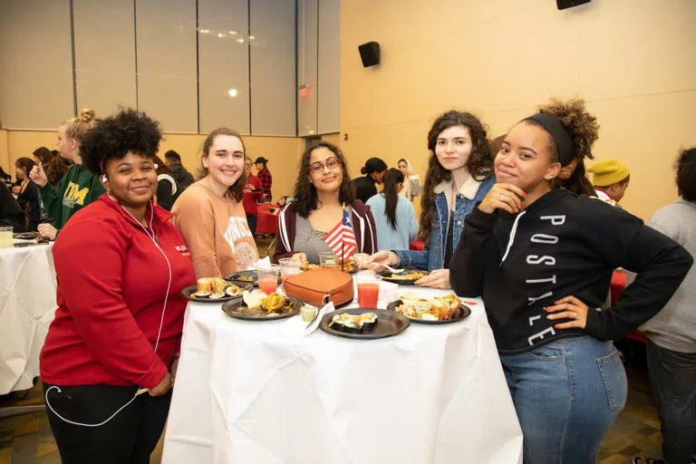 Students attend the Celebrating Cultures event in The Great Room