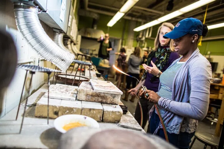 Students in the Metals and Jewelry studio