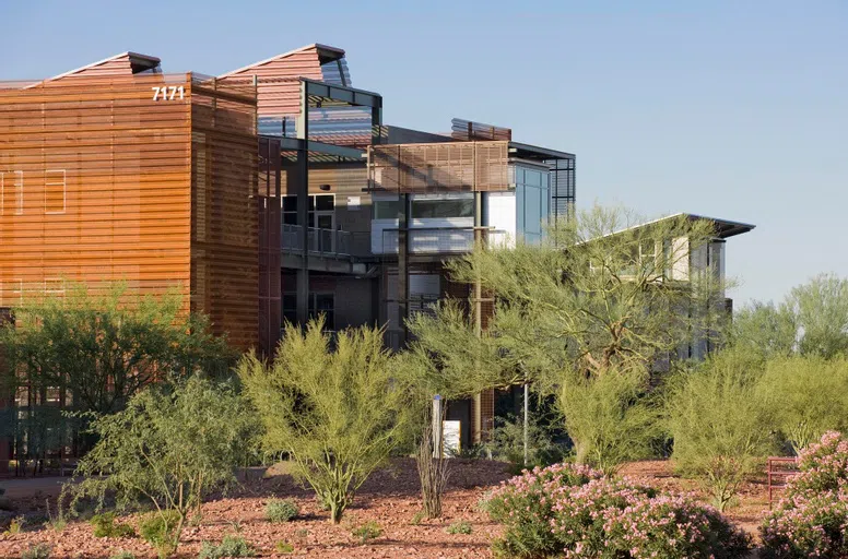 Exterior of Academic Complex with desert landscaping in front of it