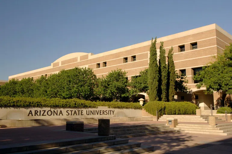 ASU fountain in front of Sands Classroom Building