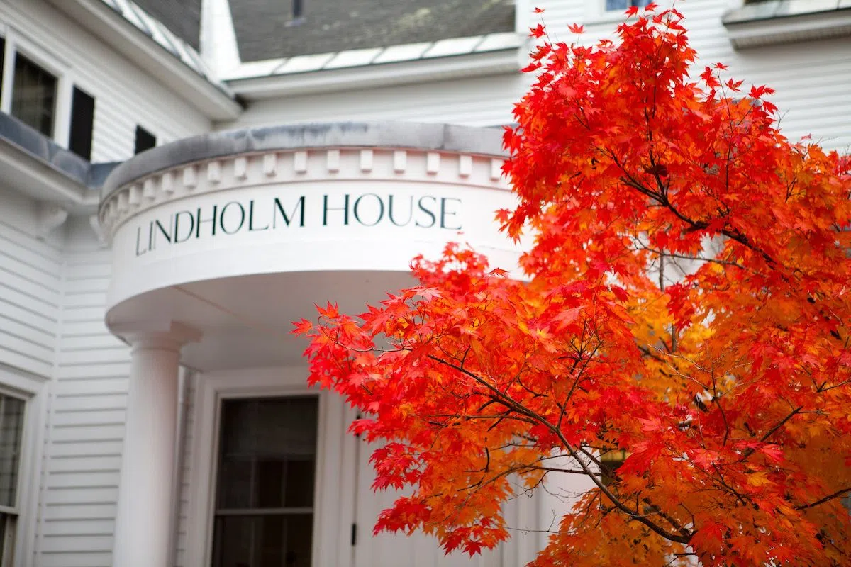A close look at Lindholm House in the fall.