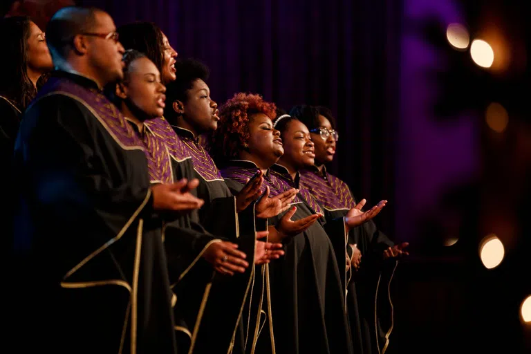 Black Music Ensemble singers sing together