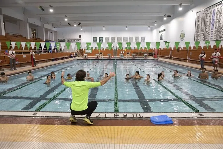 Students in the pool