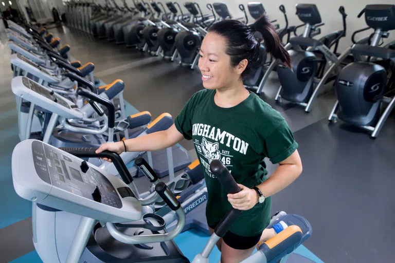 Student using cardio equipment in the Fitspace