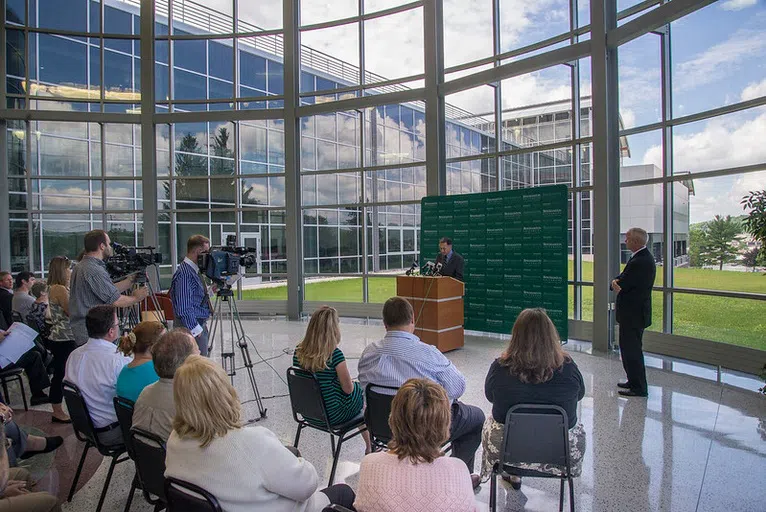 The Center for Excellence includes many gorgeous spaces, such as this atrium where various student and staff events are held. 