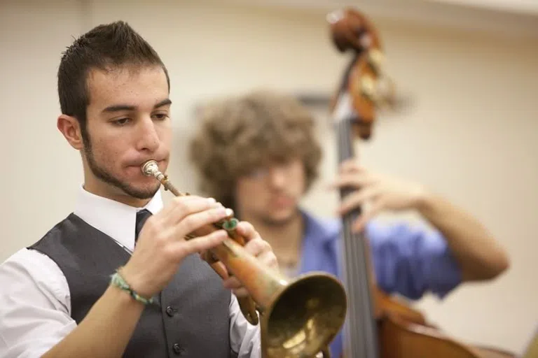 Students playing instruments