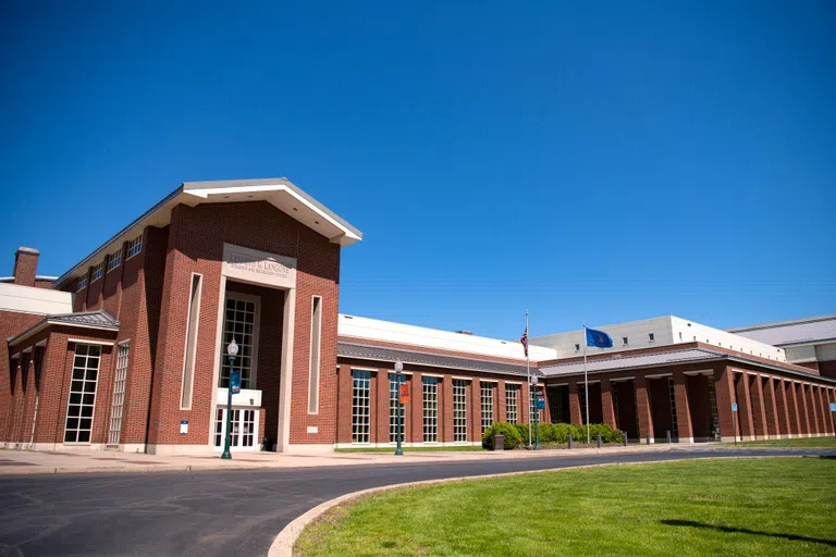 front exterior of the Kenneth Langone Athletics & Recreation Center at ground level