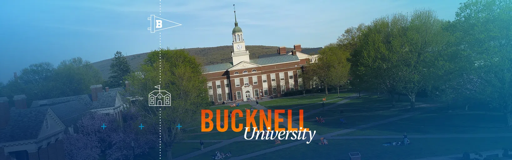 Bucknell University campus, aerial quad shot.