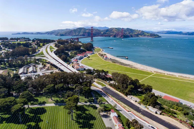 Bird’s eye view of the Presidio in San Francisco. 