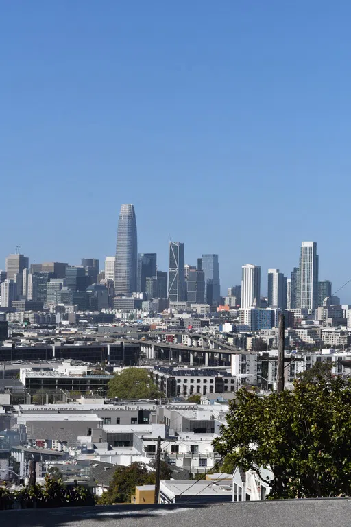 A wide shot from the top of Potrero Hill looking at downtown San Francisco.