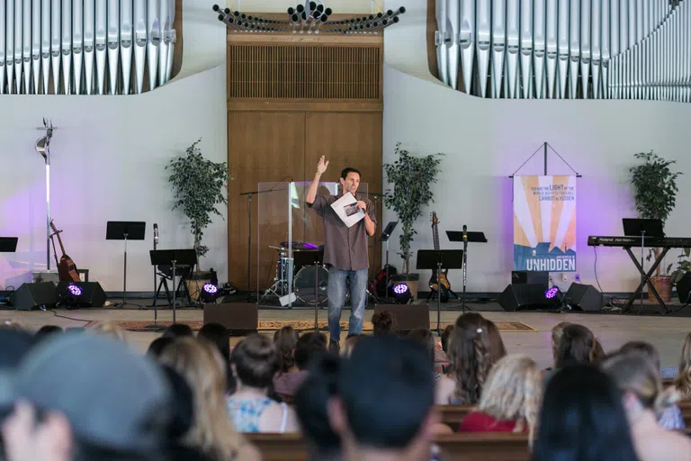 This is Pastor Anderson, Concordia's Campus Pastor, delivering a Chapel message. Chapel is held four days a week and is attendance is optional. 