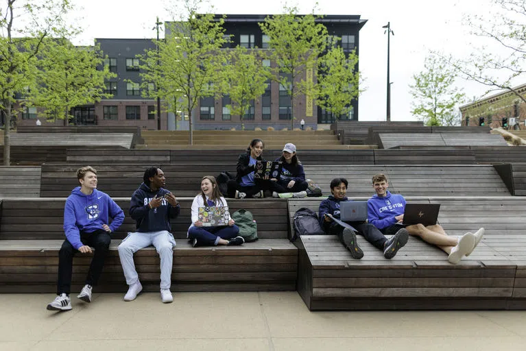 Students at the Riverfront Park