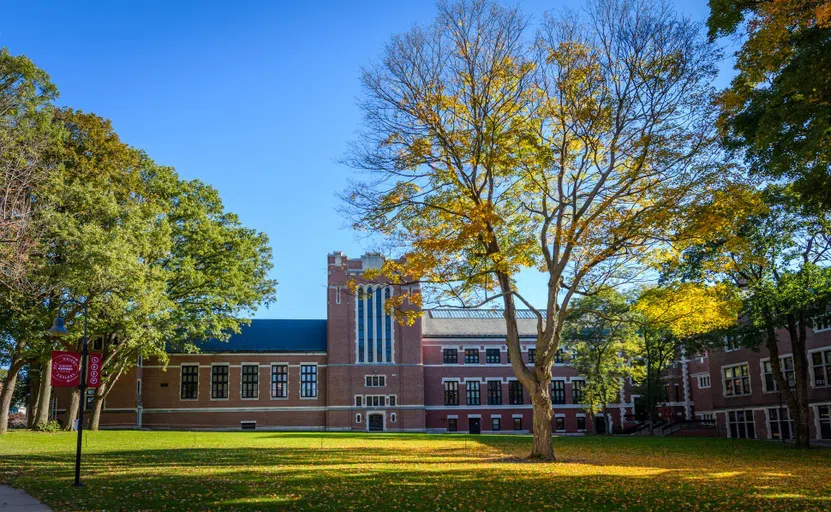 campus lawn in fall