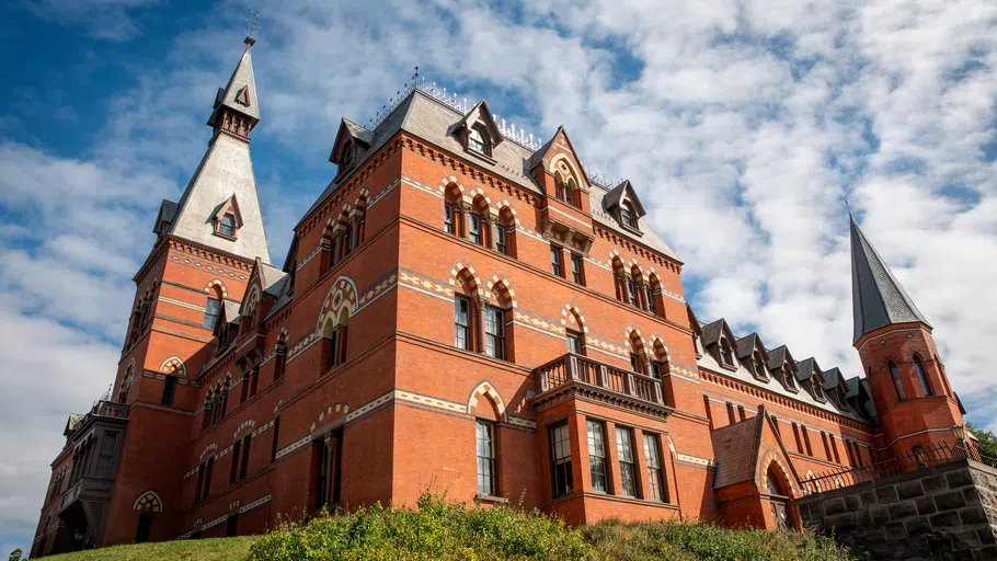 Exterior of Sage Hall, home to the Cornell SC Johnson College of Business.