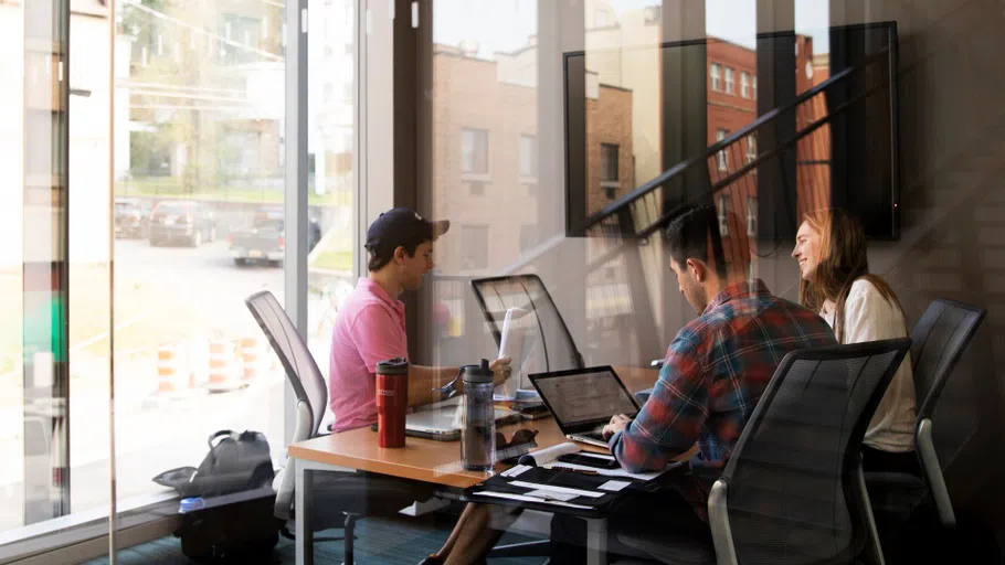 Students collaborate in the Breazzano Family Center for Business Education.