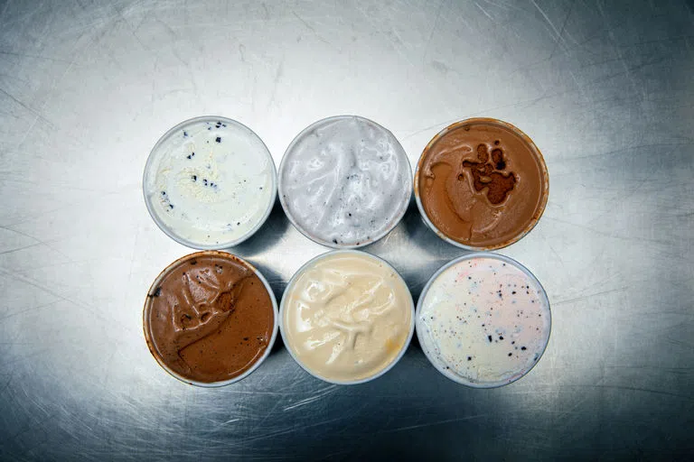 Cornell Dairy Bar Ice Cream in six pint-size containers.