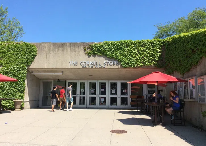 Exterior of the Cornell Store as seen from Ho Plaza. 