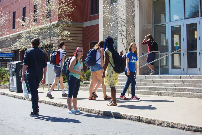 Students standing outside on Case Quad