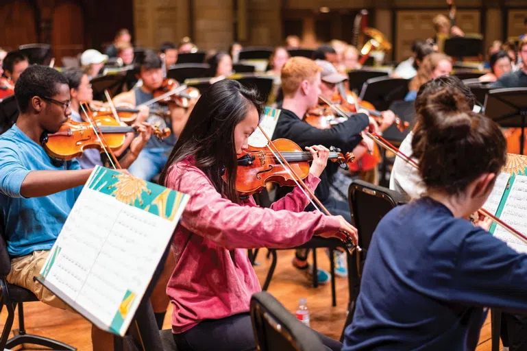 Student orchestra performing