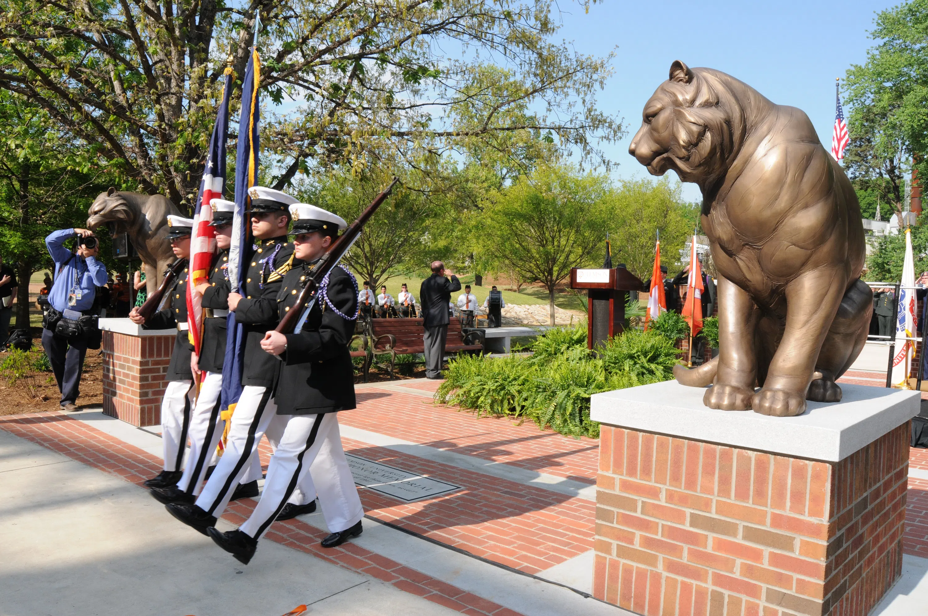 Guards outside the Scroll of Honor on Clemson's campus