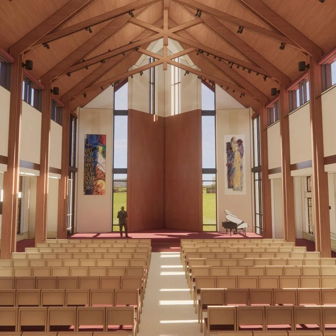 Inside the chapel of the Armstrong Center
