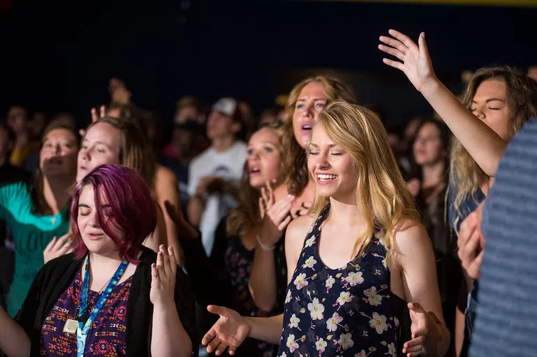 The Colorado Christian University community — students, faculty, and staff — gathers for chapel services every Tuesday and Thursday.