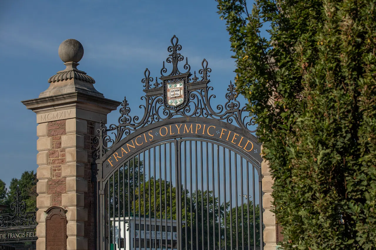 A photo of the gates outside of Francis Field