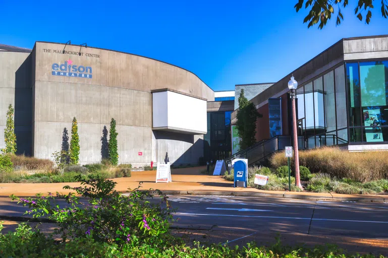 Exterior shot of the Edison Theatre at the Mallinckrodt Center