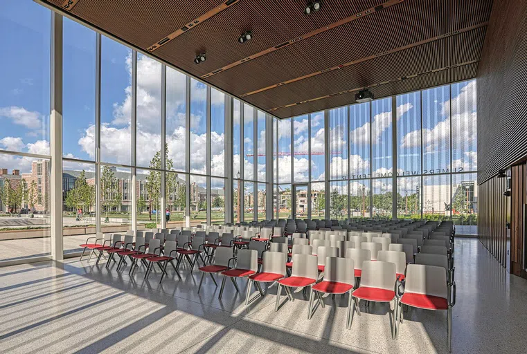 Interior shot of the presentation space at the Welcome Center