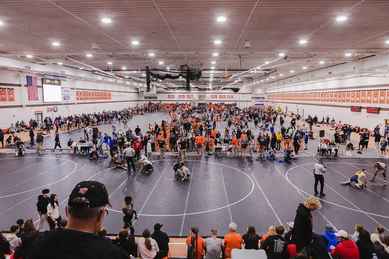 Wide View of Wrestling Match