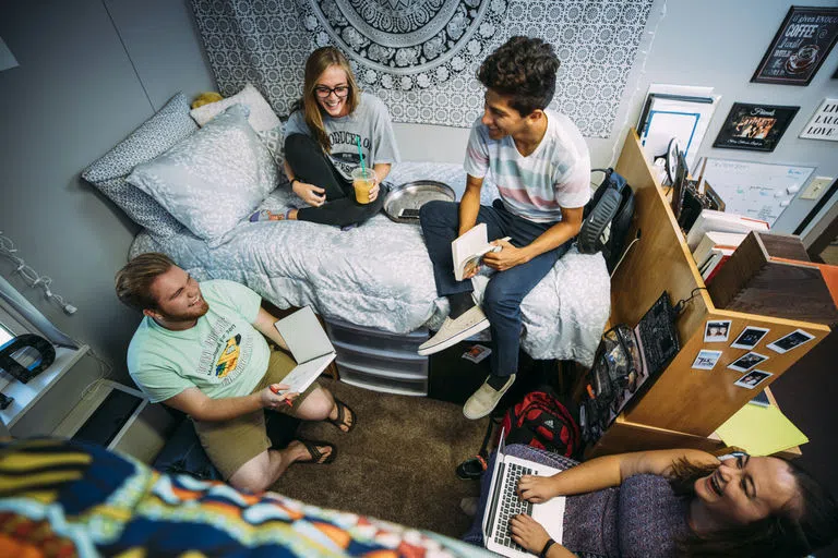 Students in living space in Hansen Hall