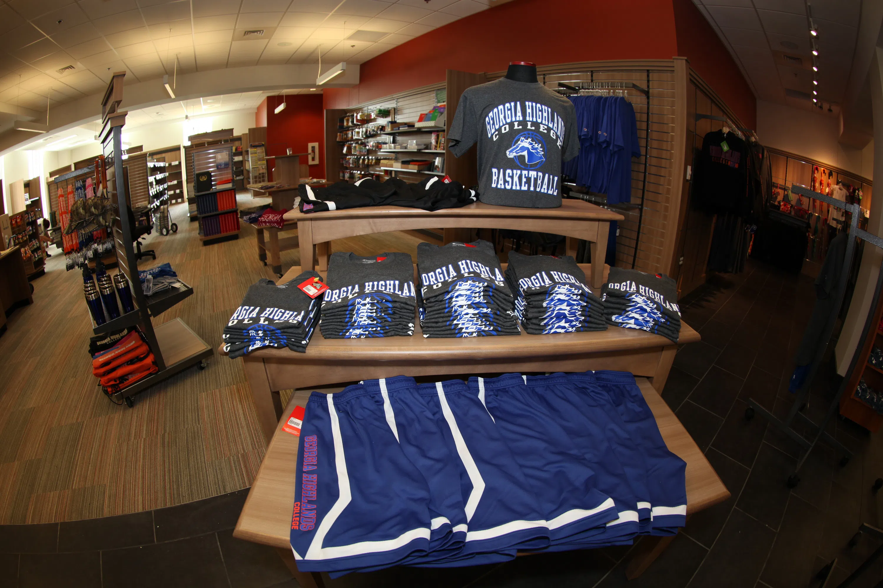 Apparel and GHC swag display in the bookstore