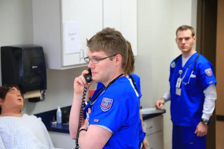 Nursing student makes a phone call