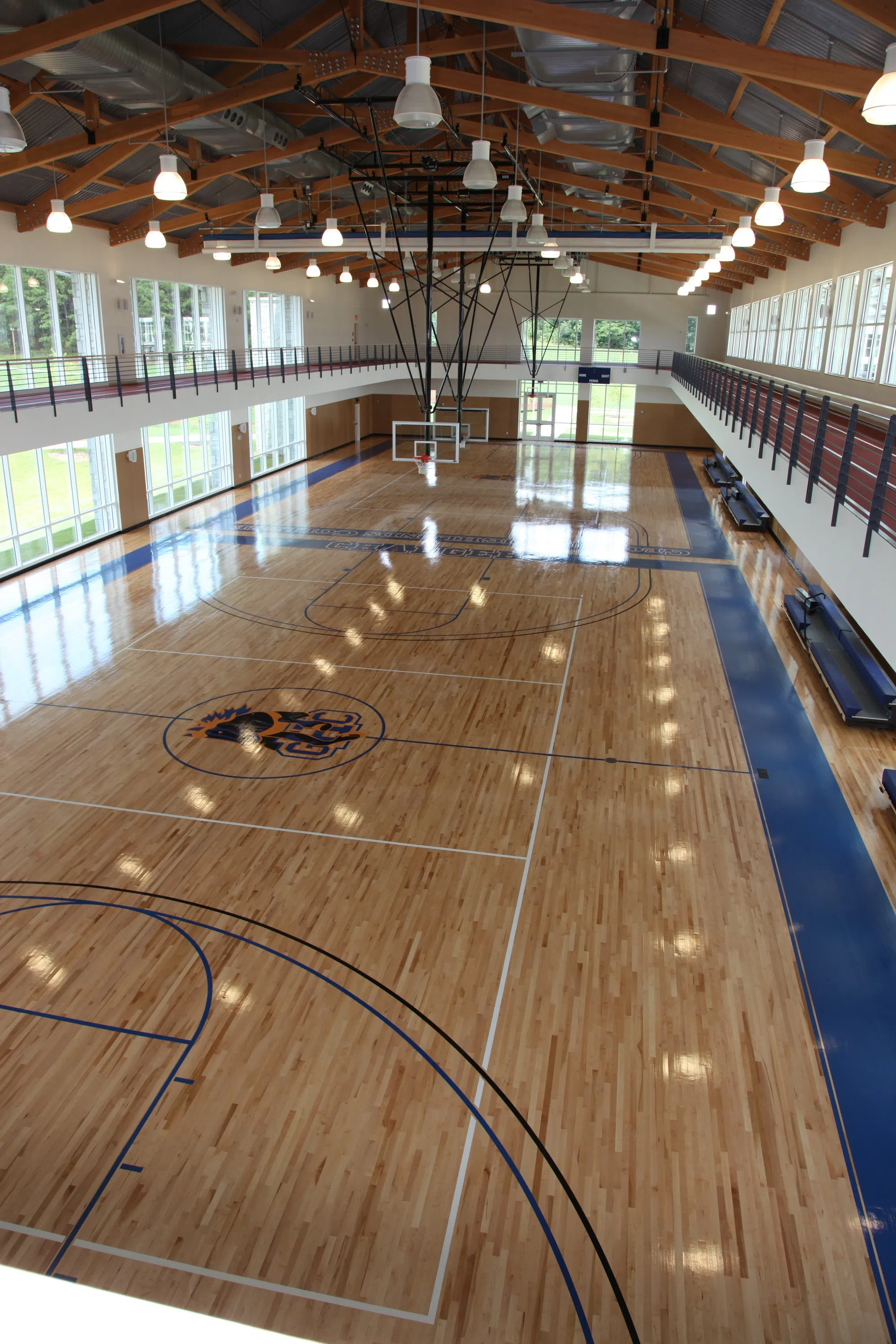 Aerial view of the basketball court/gym