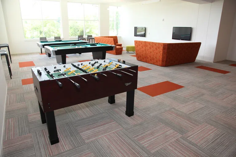 Image of the Foosball table in the Game Room