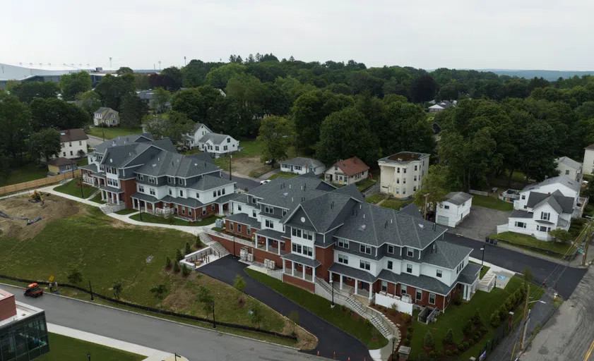 Aerial view of new townhouses