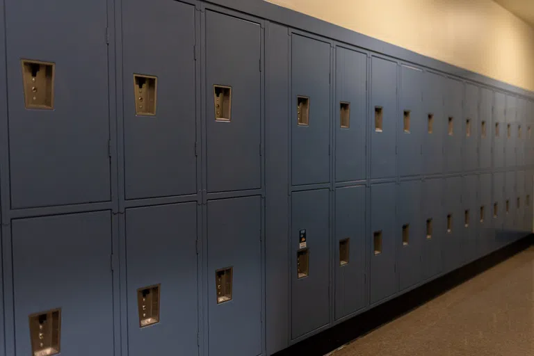 Row of blue lockers