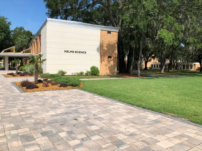 Outside of the Nelms Science Building.