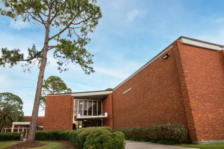 front of education building