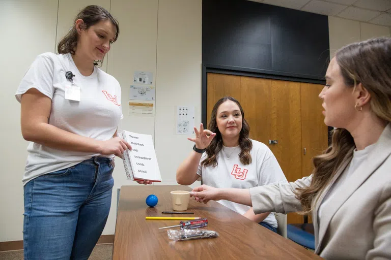 Students meeting in Speech and Hearing Building