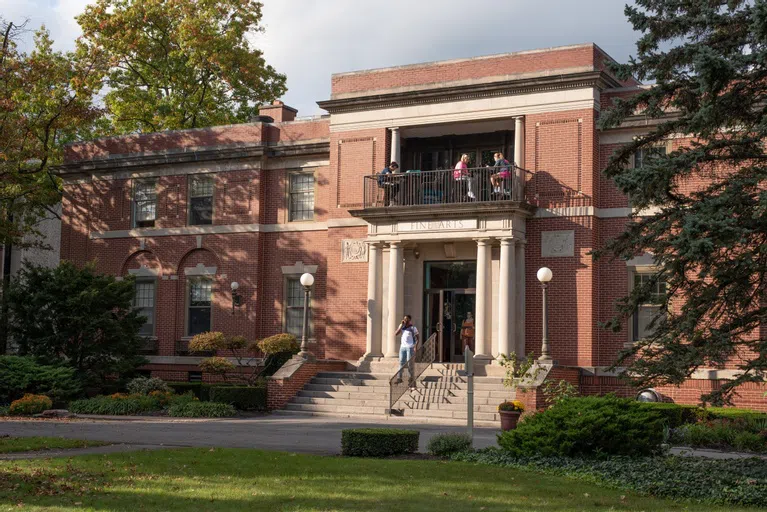 Students at the fine arts building. 