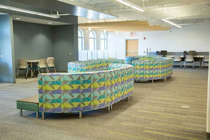 Ample seating is available at the library.