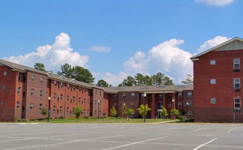 Regents Hall on a cloudy day.