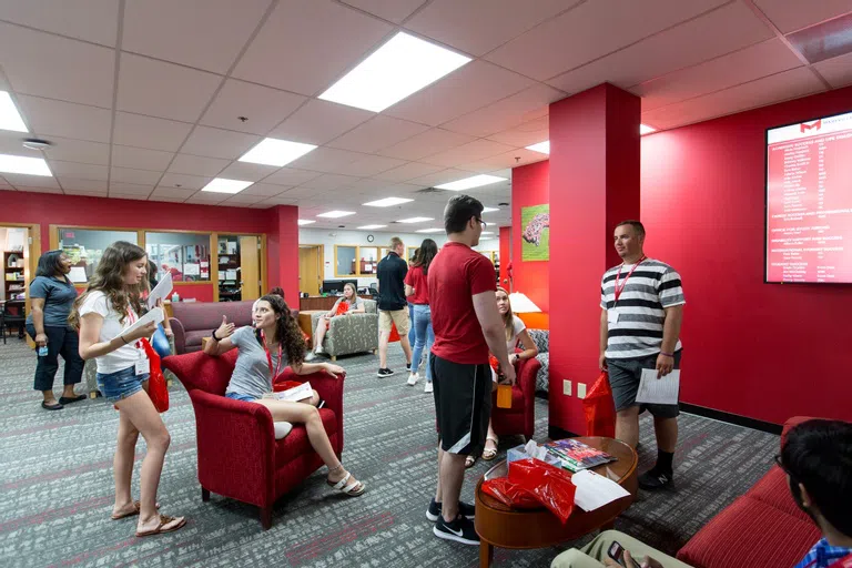 Students gather in the Student Success area.