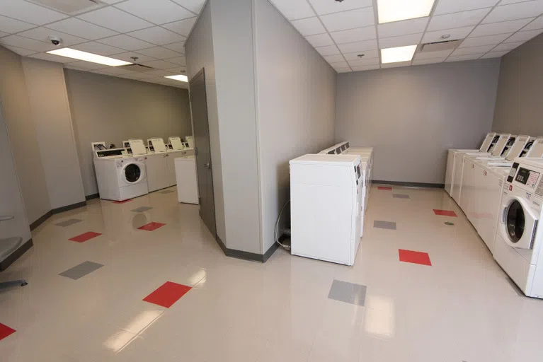 A look at the laundry room. Saints hall has a laundry facility for all residents on the bottom floor of the building.